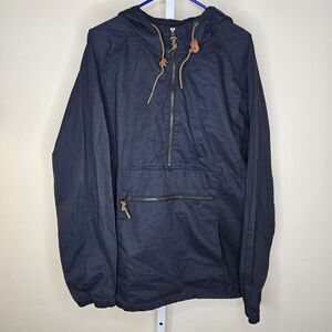 Orton Brothers Men's L Blue 1/2 Zip Hooded Pullover 100% Cotton Jacket